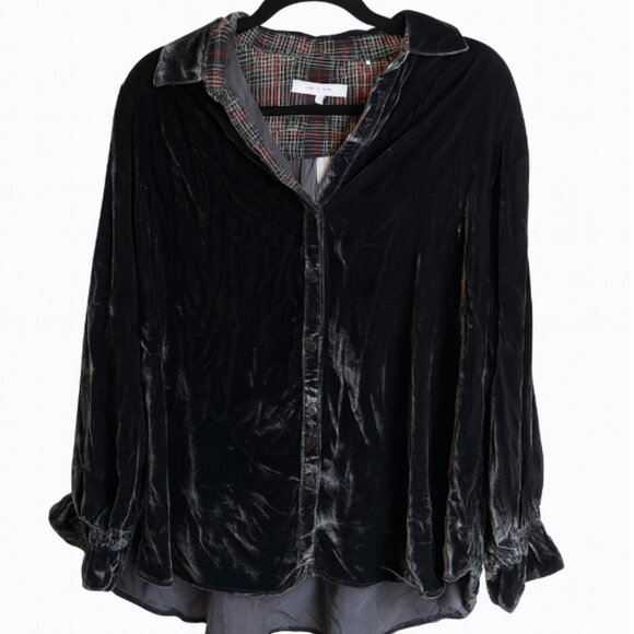 Foxcroft Riven Plush Velvet Shirt size 16, - Picture 1 of 6